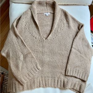 Gap shawl collar tan cropped sweater.